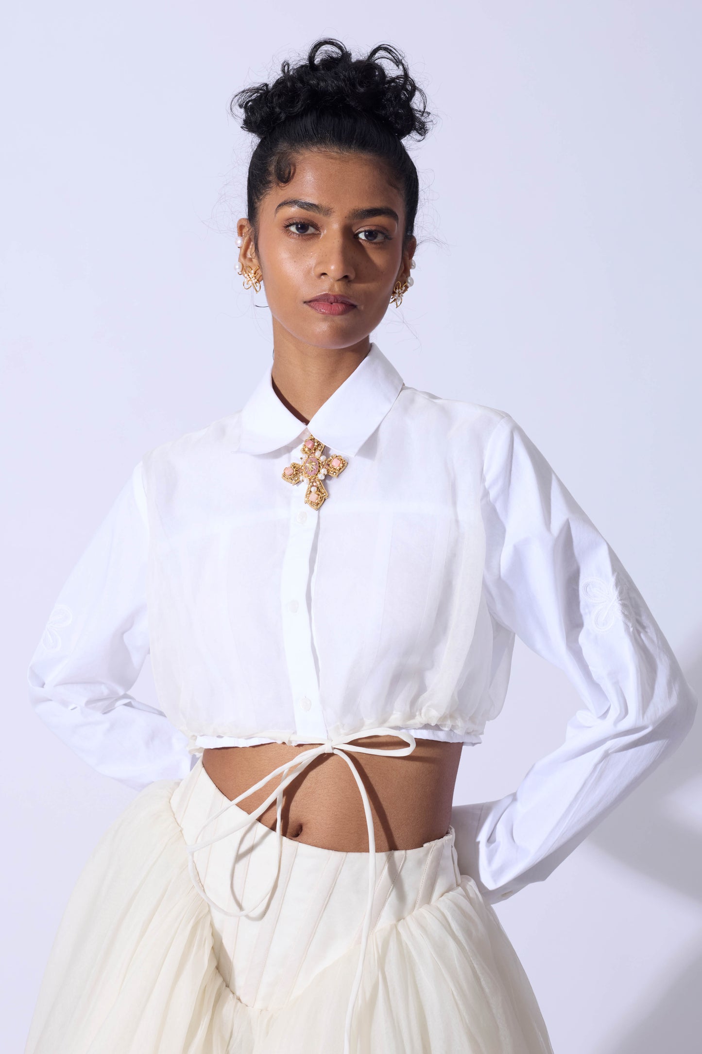 CROPPED BUBBLE SHIRT