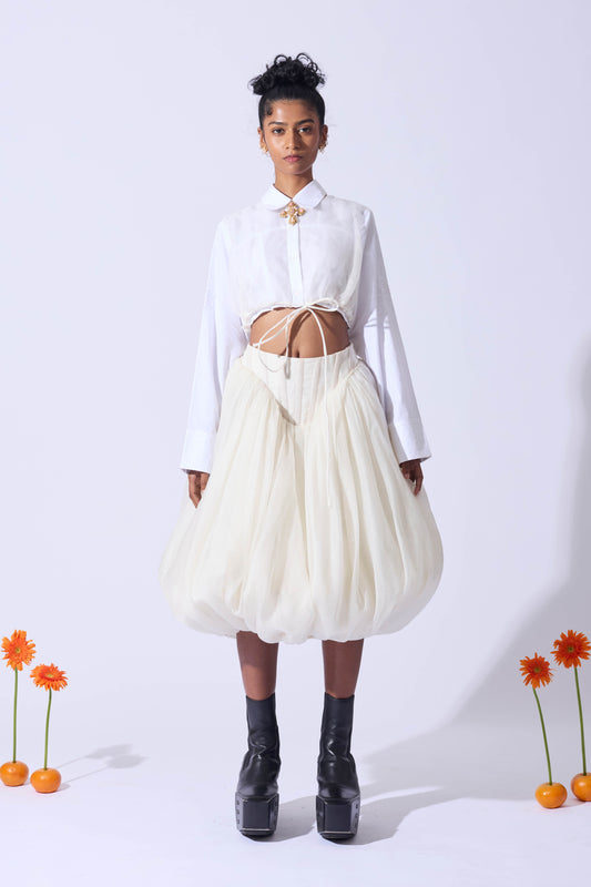 BUBBLE BONES SKIRT IN IVORY