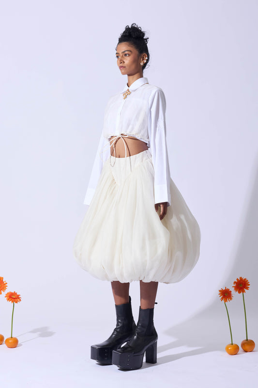 BUBBLE BONES SKIRT IN IVORY
