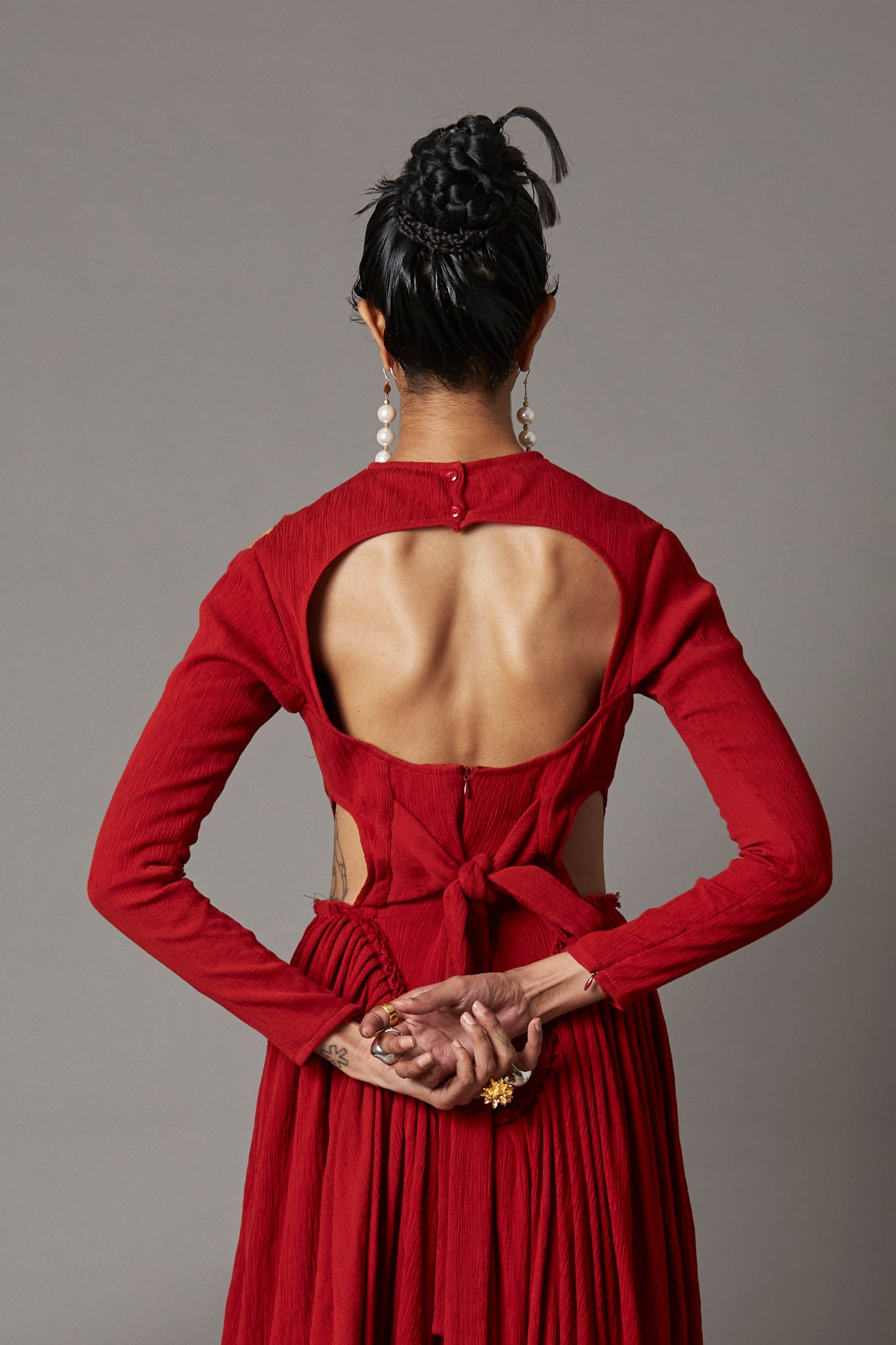 SCARLET DRAPED DRESS