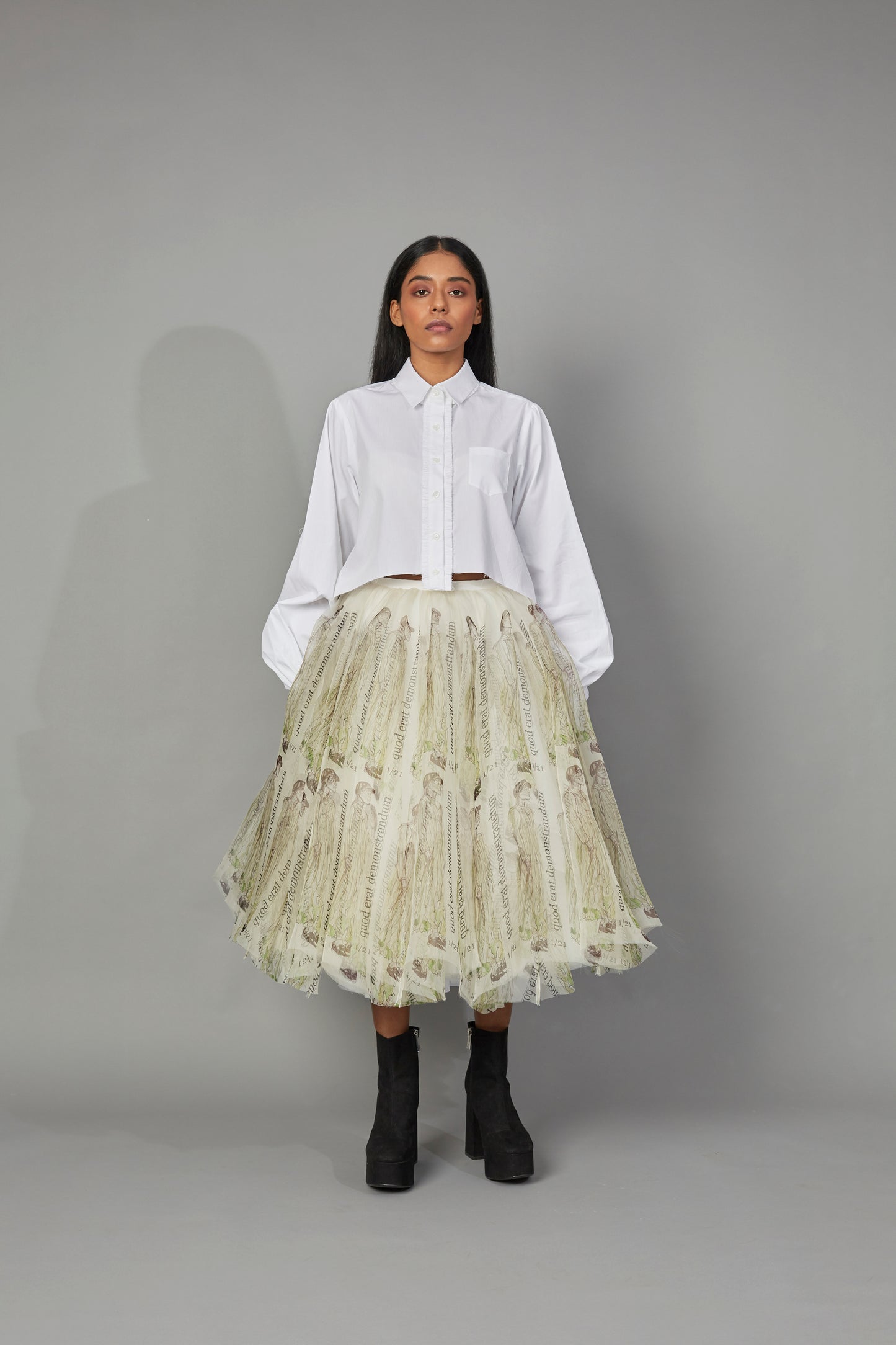 THALIA CASTRO-VEGA Ft. QUOD Label Print Skirt