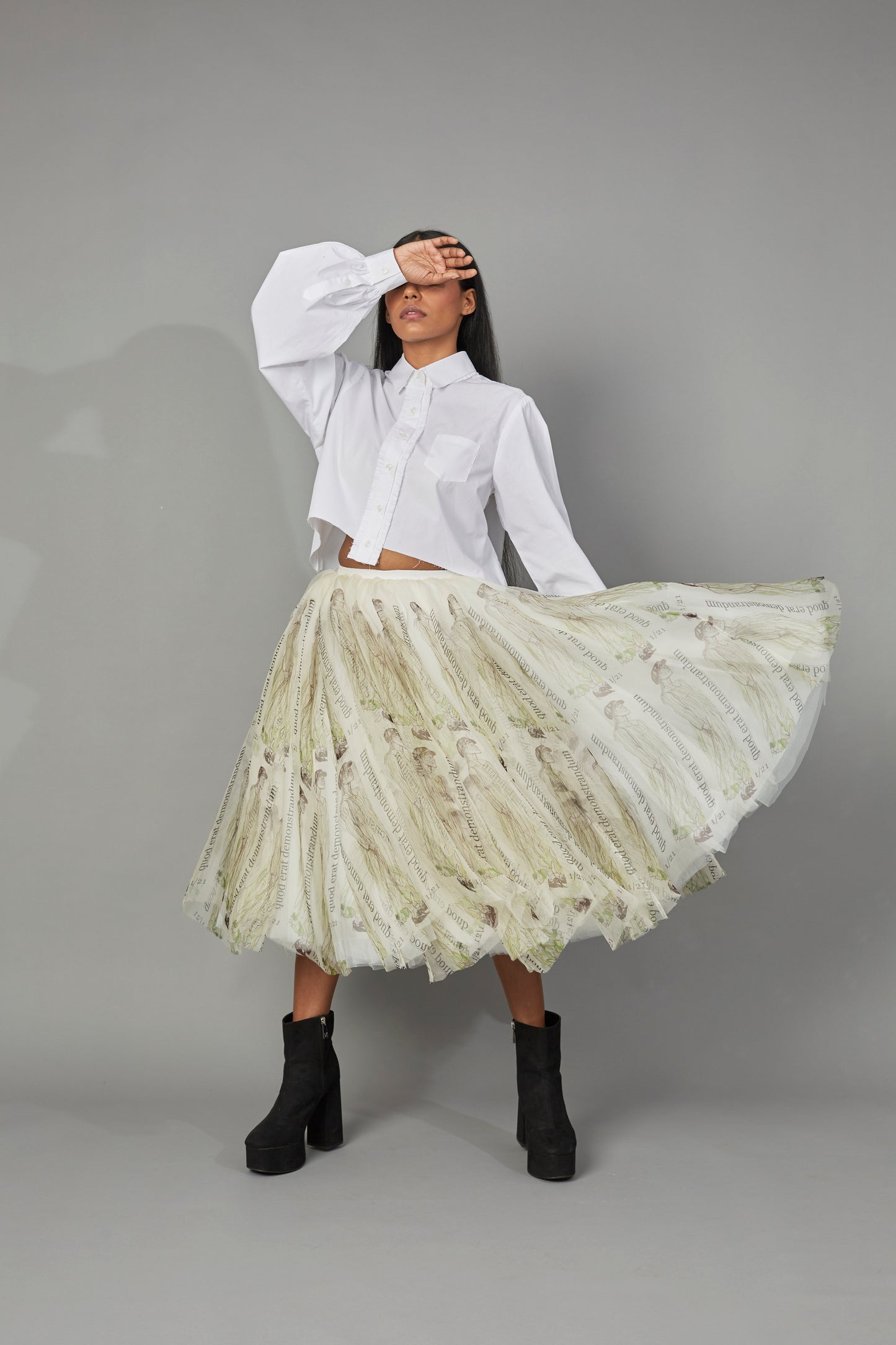 THALIA CASTRO-VEGA Ft. QUOD Label Print Skirt