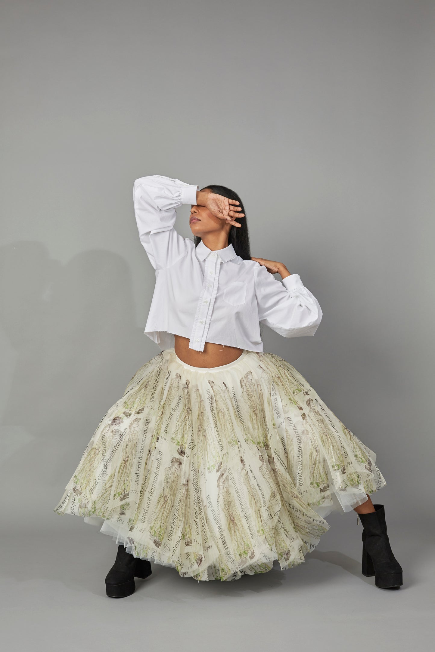 THALIA CASTRO-VEGA Ft. QUOD Label Print Skirt