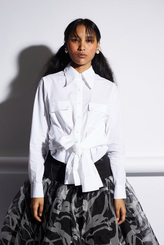 FOUR SLEEVES CROP SHIRT