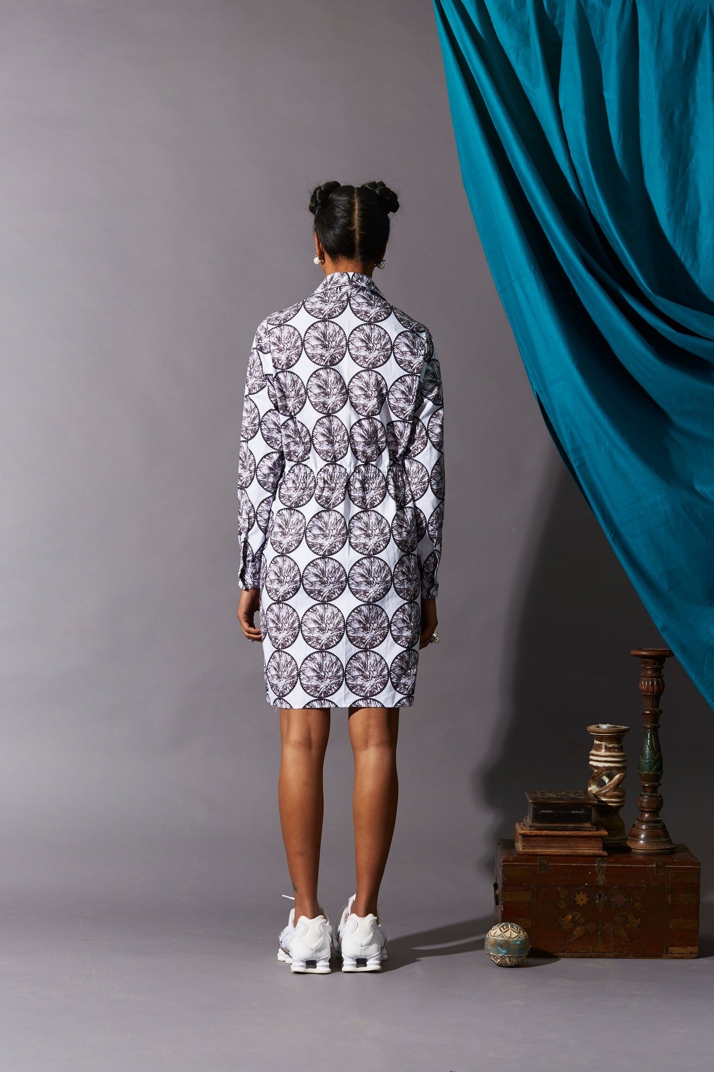 POLKA CHECKS SHIRT DRESS