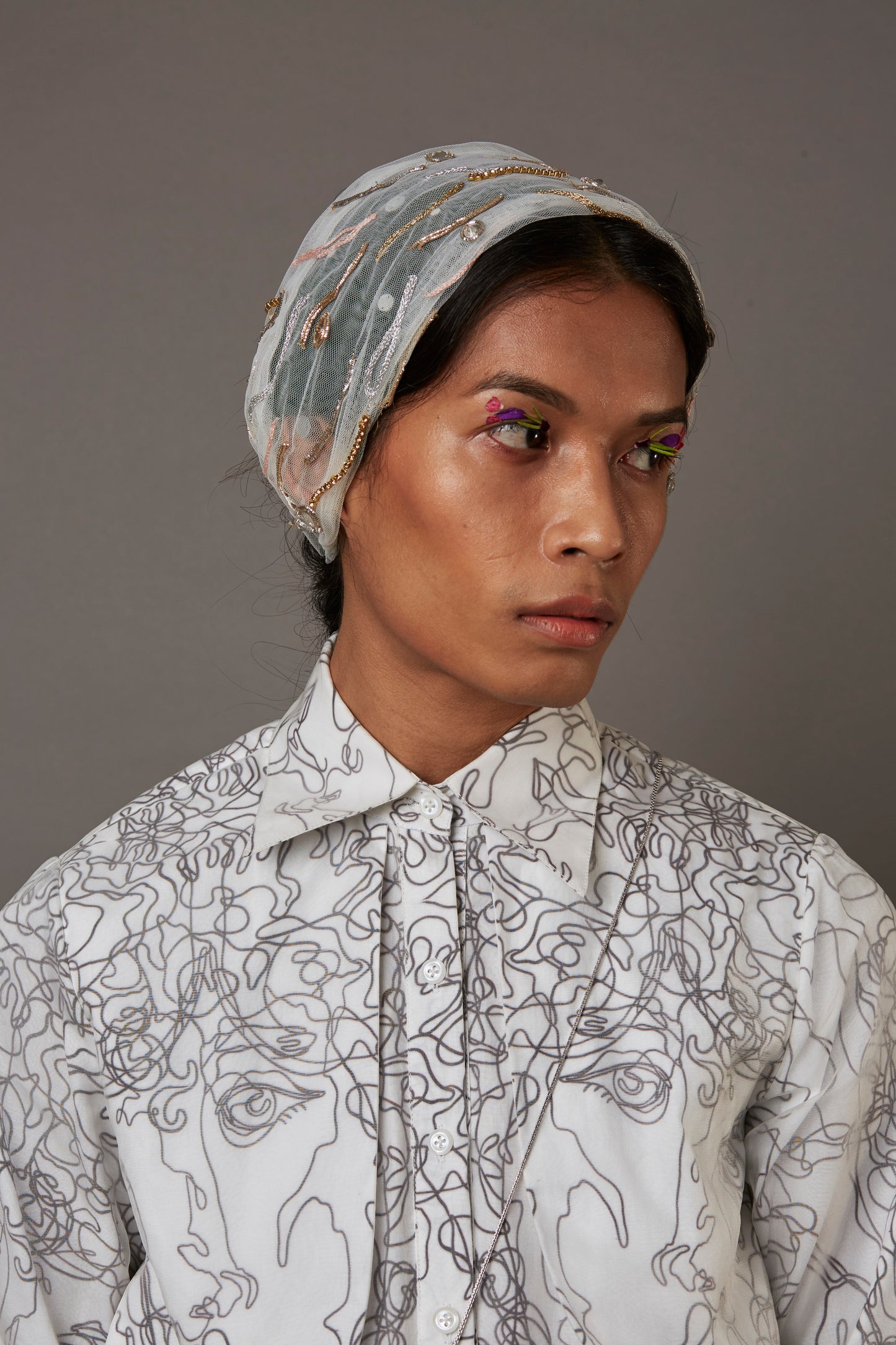 MULTI FACE SILK OVERLAY SHIRT