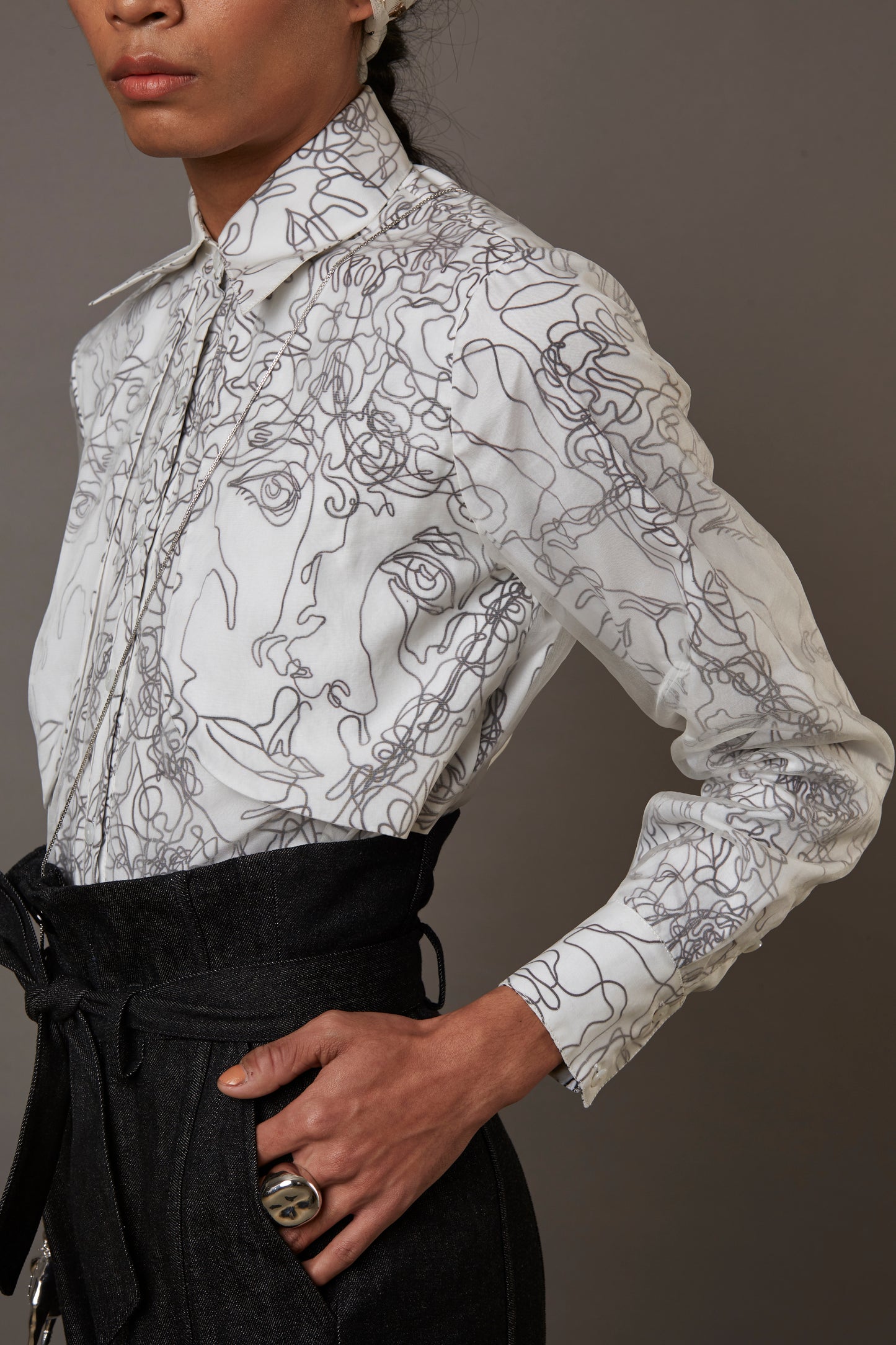 MULTI FACE SILK OVERLAY SHIRT