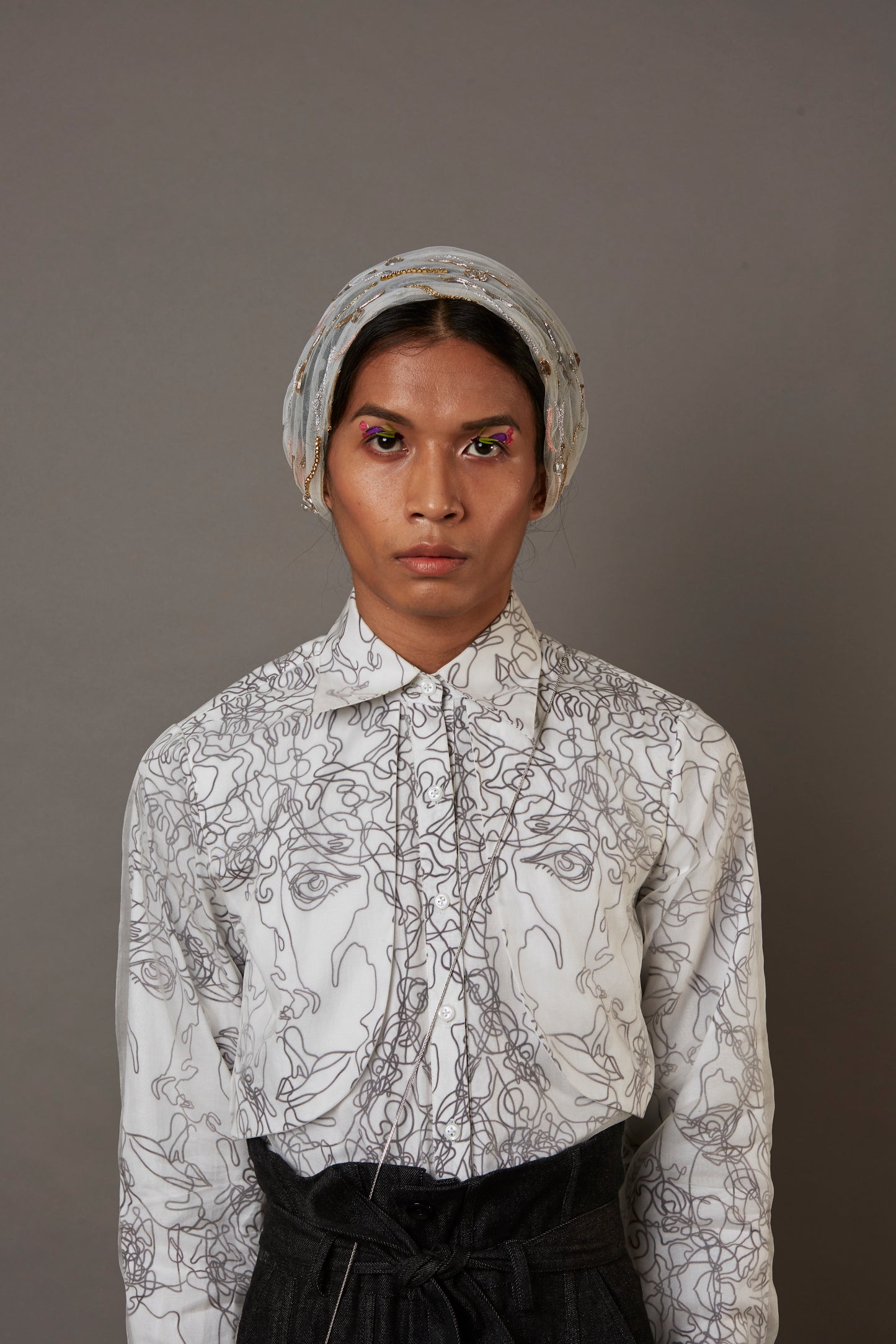 MULTI FACE SILK OVERLAY SHIRT