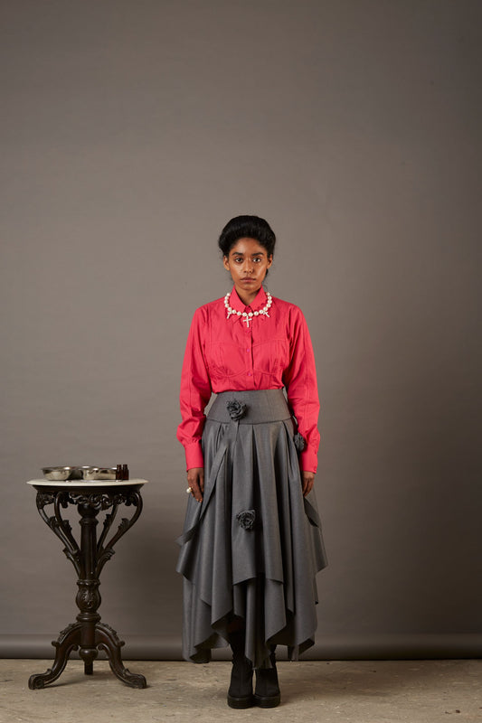 QUOD CORSET SHIRT IN RANI PINK POPLIN