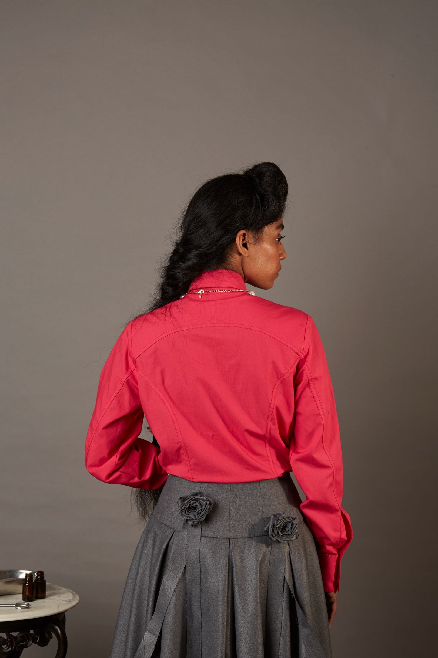 QUOD CORSET SHIRT IN RANI PINK POPLIN