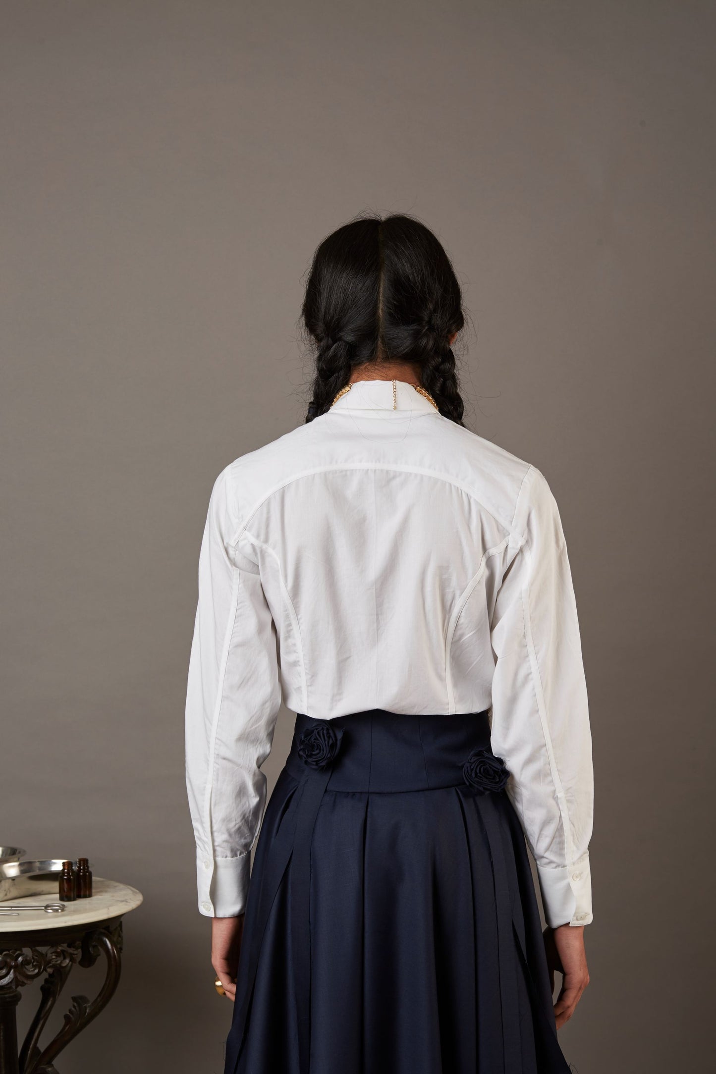 QUOD CORSET SHIRT IN WHITE POPLIN