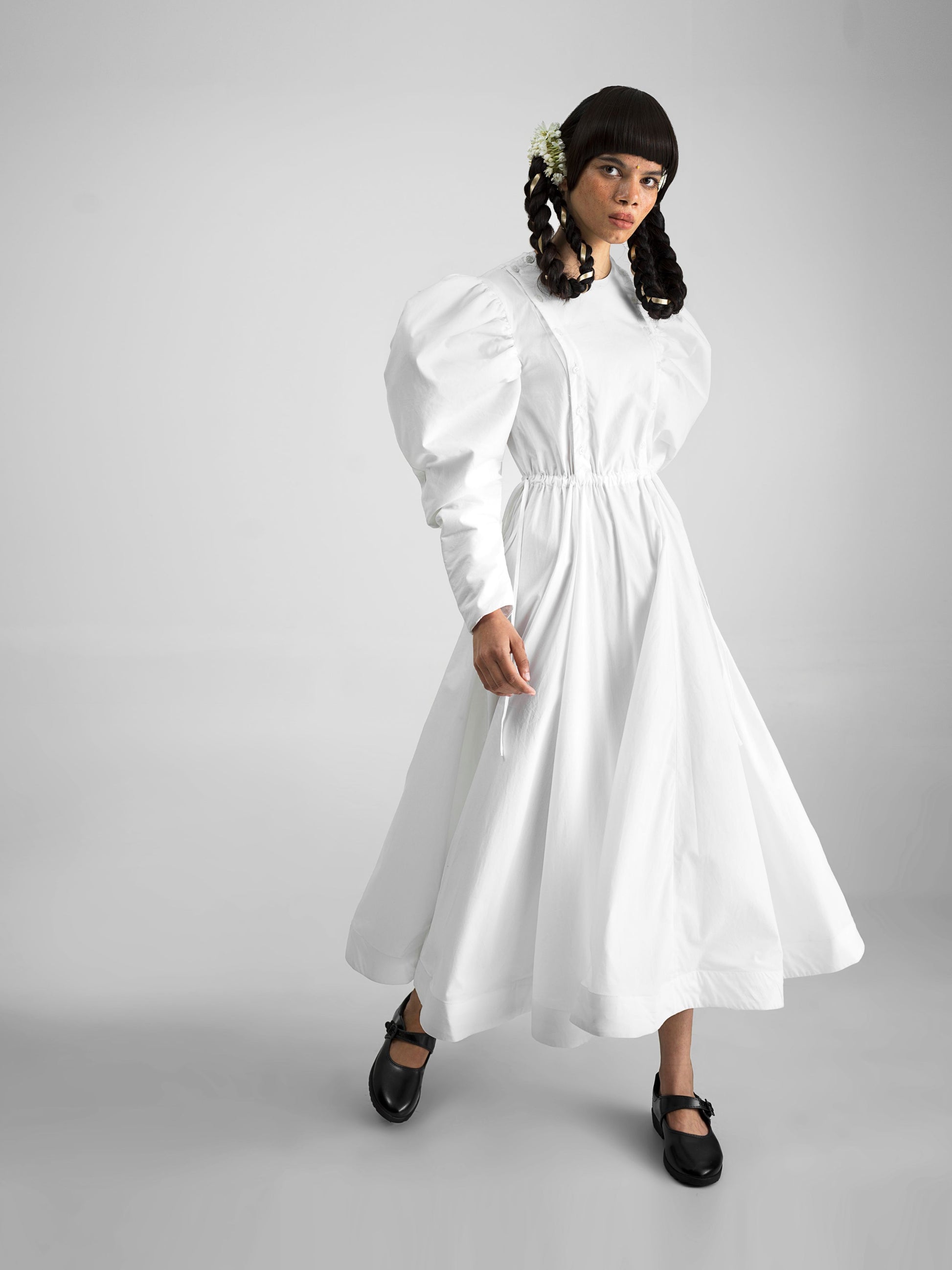 WOLF WING SHIRT DRESS WHITE - QUOD