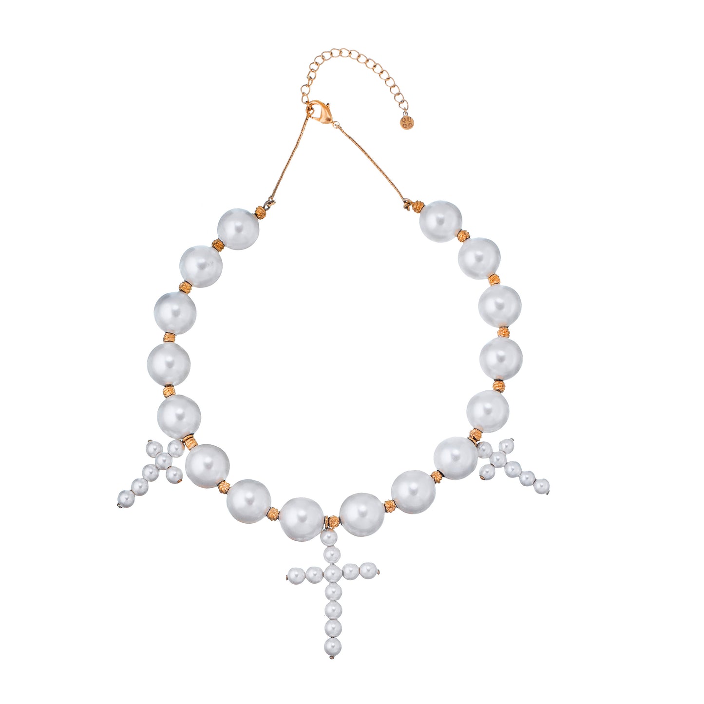 QUOD TRIPLE CROSS FRESH WATER PEARL NECKLACE