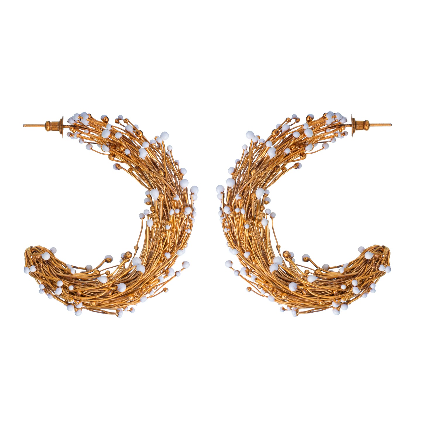 QUOD HANDCRAFTED WREATH HALF HOOPS WITH 22 CARAT GOLD PLATING